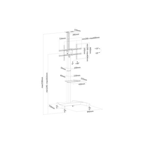 Neomounts by Newstar PLASMA-M1900E - Cart - for flat panel / AV equipment - black - screen size: 37"-70" - 2