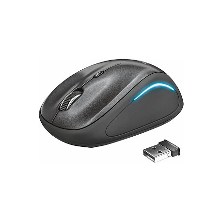 Trust Yvi FX - Mouse - right and left-handed - optical - 4 buttons - wireless - 2.4 GHz - USB wireless receiver - black - 3