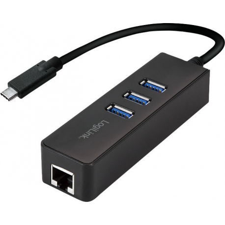 LogiLink UA0283 - Hub - 3 x SuperSpeed USB 3.0 + 1 x 10 / 100 / 1000 - desktop - 4