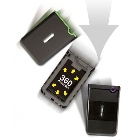 Transcend StoreJet 25M3 - Hard drive - 2 TB - external (portable) - 2.5" - USB 3.1 Gen 1 - 256-bit AES - iron grey - 5