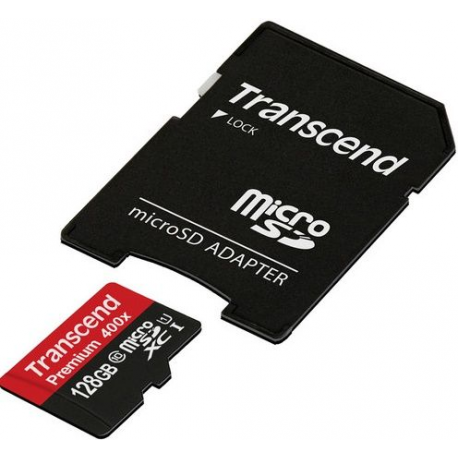 Transcend Premium - Flash memory card (microSDXC to SD adapter included) - 128 GB - UHS Class 1  /  Class10 - 300x - microSDXC - 3