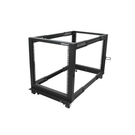 StarTech.com 12U 19" Open Frame Server Rack, 4 Post Adjustable Depth 23-41" Mobile, Free Standing Rolling Network / Computer Equipment Data Rack, Dell PowerEdge, HP ProLiant ThinkServer - Adjustable Server Rack (4POSTRACK12U) - Rack open frame - black - 12U - for P / N: CABSCREWM5B, CABSCREWSM5, CABSCREWSM5B, CABSCREWSM62, CABSCREWSM6B, CABSCRWS1224 - 14
