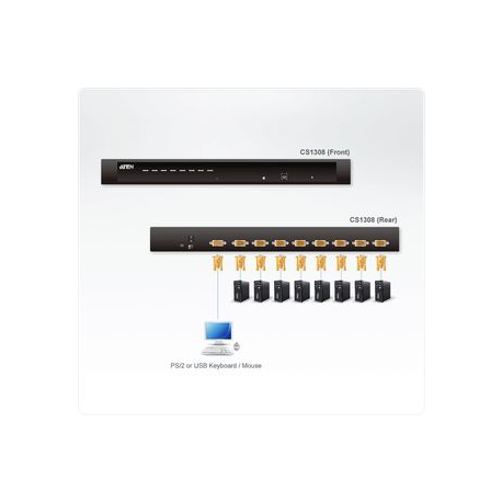 ATEN CS1308 - KVM / USB switch - 8 x KVM / USB - 1 local user - desktop - 3