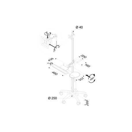 Neomounts by Newstar FPMA-MOBILE1800 - Cart - for LCD display  /  PC equipment - silver - screen size: 10"-27" - 4