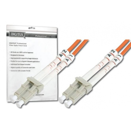 DIGITUS - Patch cable - LC multi-mode (M) to LC multi-mode (M) - 3 m - fibre optic - 50 / 125 micron - OM2 - halogen-free - orange - 1
