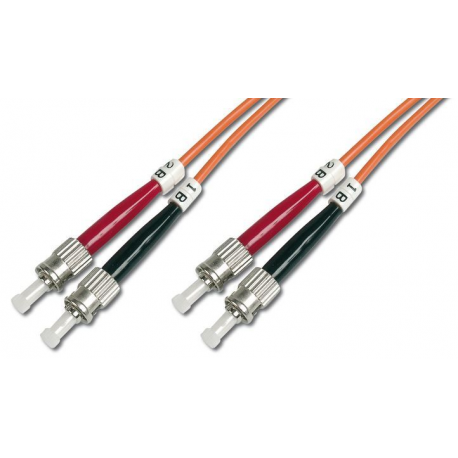 DIGITUS Professional - Patch cable - ST multi-mode (M) to ST multi-mode (M) - 1 m - fibre optic - 50  /  125 micron - OM2 - halogen-free - orange - 3