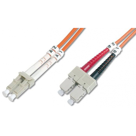 DIGITUS - Patch cable - LC multi-mode (M) to SC multi-mode (M) - 2 m - fibre optic - 50 / 125 micron - OM2 - halogen-free - orange - 2