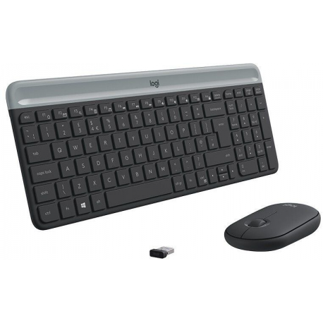 Logitech Slim Wireless Combo MK470 - Keyboard and mouse set - wireless - 2.4 GHz - US International - graphite - 1