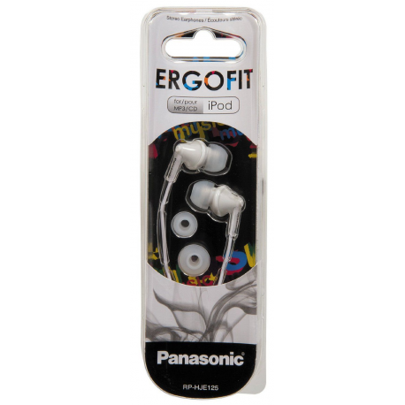 Panasonic RP-HJE125E-W - Ergofit - earphones - in-ear - wired - 3.5 mm jack - white - 2