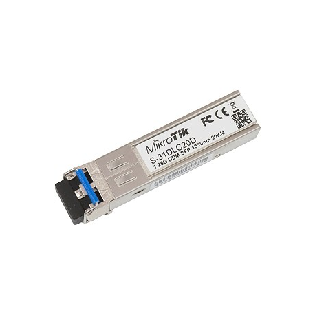 MikroTik S-31DLC20D - SFP (mini-GBIC) transceiver module - SFP (mini-GBIC) / LC single-mode - up to 20 km - 1310 nm - 2