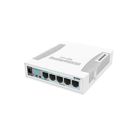 MikroTik RB260GS - Switch - Managed - 1 x 10/100/1000 (PoE) + 4 x 10/100/1000 + 1 x SFP - desktop - 3