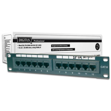 DIGITUS Professional - Patch panel - CAT 5e - UTP - RJ-45 X 12 - 1U - 10" - 1