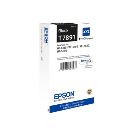 Epson T7891 - 65.1 ml - XXL size - black - original - print cartridge - for WorkForce Pro WF-5110DW, WF-5190DW, WF-5190DW BAM, WF-5620DWF, WF-5690DWF, WF-5690DWF BAM - 2