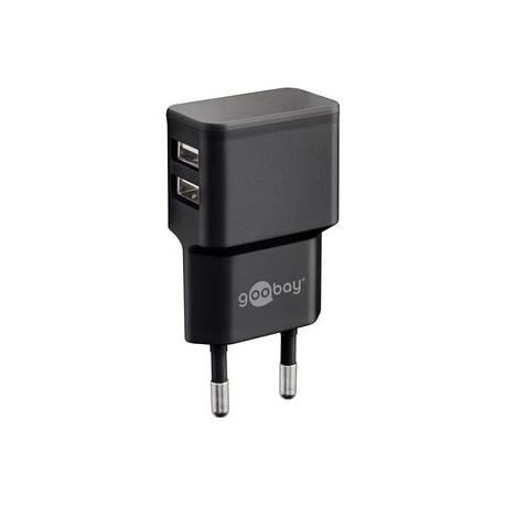 goobay Dual USB charger - Power adapter - 12 Watt - 2.4 A - 2 output connectors (USB) - black - 0