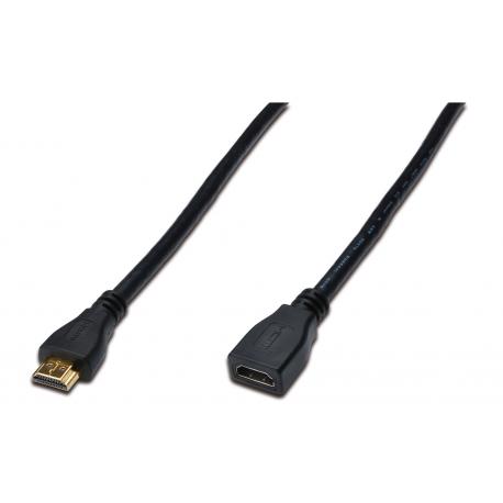 ASSMANN HDMI High Speed - HDMI extension cable with Ethernet - HDMI female to HDMI male - 2 m - triple shielded - black - 2