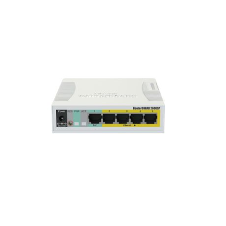 MikroTik RouterBOARD RB260GSP - Switch - Managed - 5 x 10/100/1000 (4 PoE) + 1 x SFP - desktop - PoE - 1