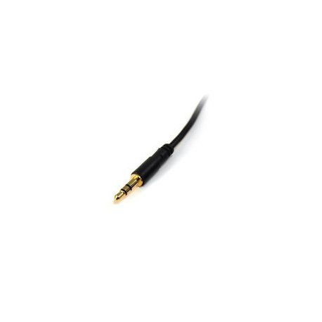 StarTech.com 1 ft. (0.3 m) 3.5mm Audio Cable - 3.5mm Slim Audio Cable - Gold Plated Connectors - Male / Male - Aux Cable (MU1MMS) - Audio cable - stereo mini jack male to stereo mini jack male - 30.5 cm - black - for P / N: DP2VGAA, HD2VGAA2, SV231DPDDUA2, SV431DL2DU3A, SV431DPDDUA2, SV431DPUA2, SV431TDVIUA - 1