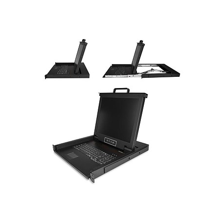 StarTech.com Rackmount KVM Console, Single Port VGA KVM with 17" LCD Monitor for Server Rack, Fully Featured Universal 1U LCD KVM Drawer with Cables & Hardware, USB Support, 50,000 MTBF - LCD KVM Concole Drawer (RKCONS1701) - KVM console with KVM switch - 1 ports - 17" - rack-mountable - 1280 x 1024 @ 60 Hz - 250 cd/m² - 1000:1 - 5 ms - VGA - black - 1U - 7