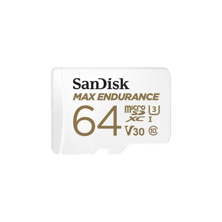 SanDisk Max Endurance - Flash memory card (microSDXC to SD adapter included) - 64 GB - Video Class V30 / UHS-I U3 / Class10 - microSDXC UHS-I - 0