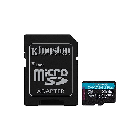Kingston - Flash memory card (microSDXC to SD adapter included) - 256 GB - A2 / Video Class V30 / UHS-I U3 / Class10 - microSDXC UHS-I - 0