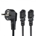 StarTech.com 2m C13 Power Cord - Schuko to 2x C13 - Y Splitter Power Cable - Power cable - CEE 7 / 7 (M) to IEC 60320 C13 - AC 250 V - 10 A - 2 m - black