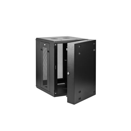 StarTech.com 15U 19" Wall Mount Network Cabinet, 16" Deep Hinged Locking IT Network Switch Depth Enclosure, Assembled Vented Computer Equipment Data Rack with Shelf & Flexible Side Panels - 15U Vented Cabinet (RK1520WALHM) - Rack cabinet - 4-post - wall mountable - black - 15U - 16" - 3