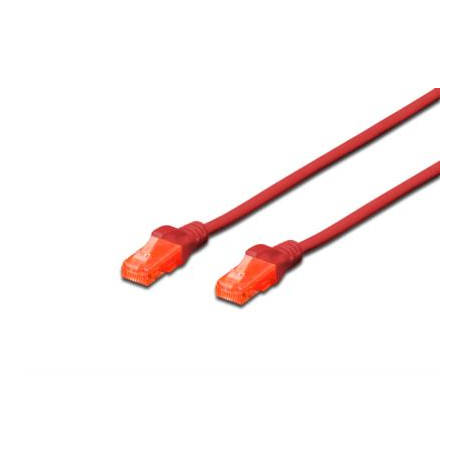 DIGITUS Professional - Patch cable - RJ-45 (M) to RJ-45 (M) - 1 m - UTP - CAT 6e - booted, snagless - red - 2