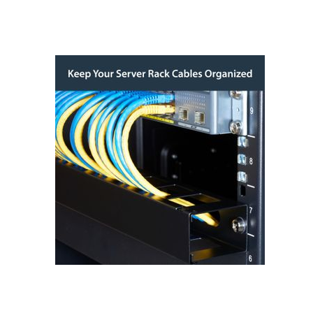 StarTech.com 1U Horizontal Finger Duct Rack Cable Management Panel with Cover - Server Rack Cable Duct - Rack Cable Organizer  /  Manager (CMDUCT1UX) - Rack cable management panel - 1U - 19" - for P / N: RACK-18U-20-WALL-OA, RACK-21U-20-WALL-OA, RACK-24U-20-WALL-OA, RK1836BKF, RK3236BKF - 8