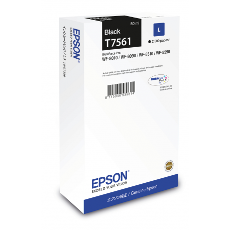 Epson T7561 - 50 ml - L size - black - original - ink cartridge - for WorkForce Pro WF-8010, WF-8090, WF-8090 D3TWC, WF-8510, WF-8590, WF-8590 D3TWFC - 2