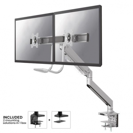 Neomounts by Newstar Select NM-D775DX - Mounting kit - for 2 LCD displays (full-motion) - silver - screen size: 10"-32" - clamp mountable, grommet, desk-mountable - 11