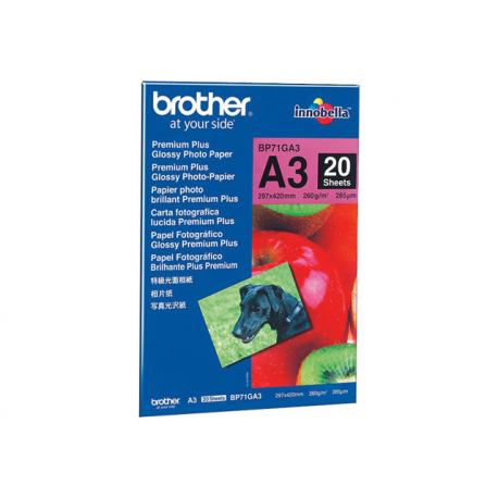 Brother Innobella Premium Plus BP71GA3 - Glossy - A3 (297 x 420 mm) - 260 g / m² - 20 sheet(s) photo paper - for Brother HL-J6000, MFC-J2340, J3540, J3940, J5630, J6580, J6583, J6983, J6995, J6997, J6999 - 1