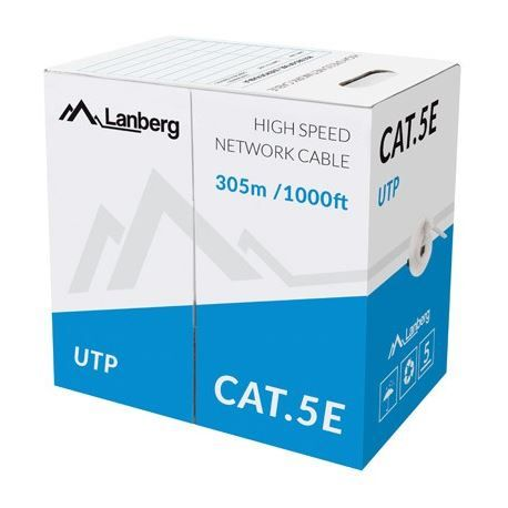 Lanberg - Bulk cable - 305 m - UTP - CAT 5e - solid - grey, RAL 7035 - 0