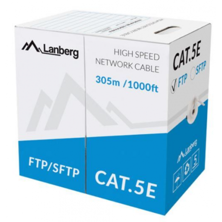 Lanberg - Bulk cable - 305 m - foiled unshielded twisted pair (F / UTP) - CAT 5e - stranded - grey, RAL 7035 - 0