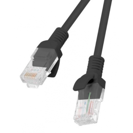 Lanberg - Patch cable - RJ-45 (M) to RJ-45 (M) - 1 m - UTP - CAT 5e - black, RAL 9004 - 0