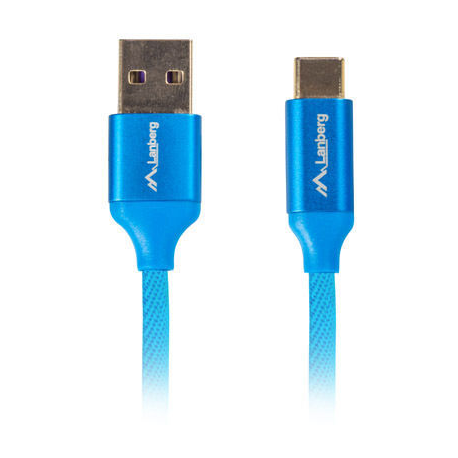 Lanberg - USB cable - USB (M) to USB-C (M) - USB 2.0 - 5 A - 1 m - blue - 1