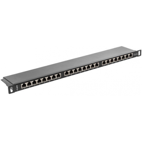 Lanberg PPS5-0024-B - Patch panel - CAT 5e - STP - RJ-45 X 24 - black, RAL 9004 - 0.5U - 19" - 0