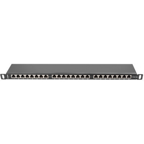 Lanberg PPS5-0024-B - Patch panel - CAT 5e - STP - RJ-45 X 24 - black, RAL 9004 - 0.5U - 19" - 3