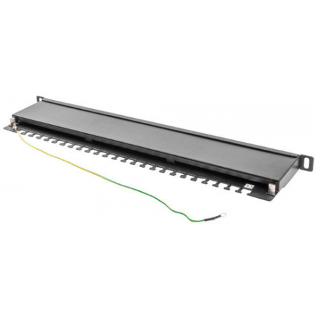 Lanberg PPS5-0024-B - Patch panel - CAT 5e - STP - RJ-45 X 24 - black, RAL 9004 - 0.5U - 19" - 4