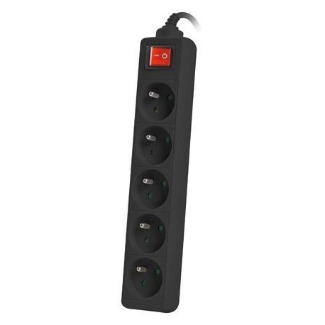 Lanberg PS1-05E-0300-BK - Power strip - 2500 Watt - input: CEE 7 / 7 - output connectors: 5 (5 x power CEE 7 / 5) - 3 m - black - 3