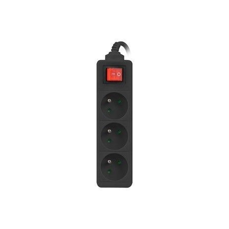 Lanberg PS1-03E-0300-BK - Power strip - input: CEE 7 / 7 - output connectors: 3 (CEE 7 / 5) - 3 m - black - 0