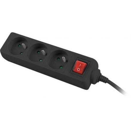 Lanberg PS1-03E-0300-BK - Power strip - input: CEE 7 / 7 - output connectors: 3 (CEE 7 / 5) - 3 m - black - 3