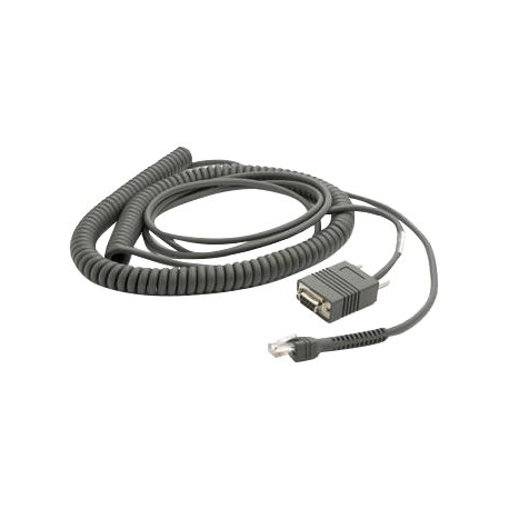 Zebra - Serial cable - DB-9, DC jack to RJ-45 (10 pin) (M) - 6.1 m - coiled - for Symbol DS4308, DS7708, DS9808, DS9908, LS2208; Zebra DS4608, DS7708, DS9808, DS9908 - 0