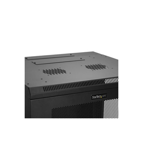 StarTech.com 12U 19" Wall Mount Network Cabinet, 20" Deep 4 Post Hinged Locking IT Computer Equipment Enclosure with Shelf, Flexible Vented Switch Depth Data Rack Cisco 3850, 2960 Series - 12U Vented Cabinet (RK1224WALHM) - Rack enclosure cabinet - wall mountable - black - 12U - 9