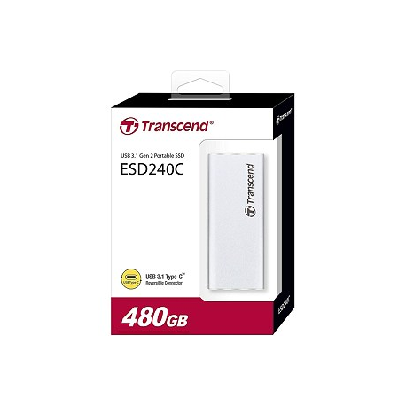 Transcend ESD240C - SSD - 480 GB - external (portable) - M.2 - USB 3.1 Gen 2 (USB-C connector) - silver - 3