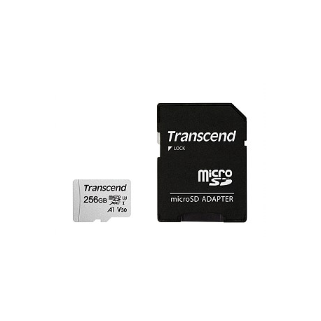 Transcend 300S - Flash memory card (adapter included) - 256 GB - A1 / Video Class V30 / UHS-I U3 / Class10 - microSDXC - 4