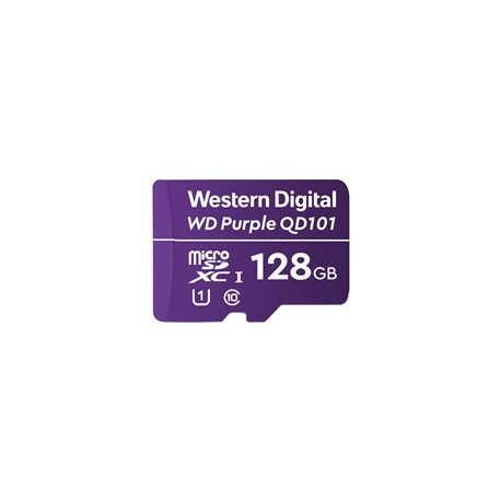 WD Purple SC QD101 WDD128G1P0C - Flash memory card - 128 GB - UHS-I U1 / Class10 - microSDXC UHS-I - purple - 0