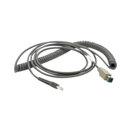 Zebra - USB / power cable - 5 - 12 V - 4.57 m - coiled - for Symbol DS4308, DS7708; Digital Scanner DS9308; Zebra DS4608, DS7708, DS9208, LI2208 - 0