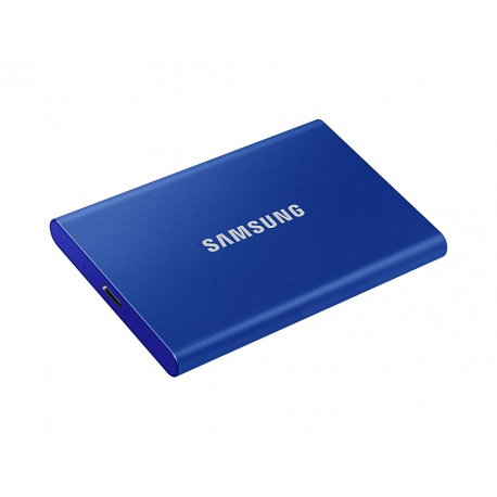 Samsung T7 MU-PC1T0H - SSD - encrypted - 1 TB - external (portable) - USB 3.2 Gen 2 (USB-C connector) - 256-bit AES - indigo blue - 1