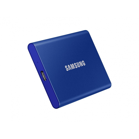 Samsung T7 MU-PC1T0H - SSD - encrypted - 1 TB - external (portable) - USB 3.2 Gen 2 (USB-C connector) - 256-bit AES - indigo blue - 10