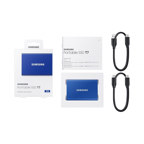 Samsung T7 MU-PC2T0H - SSD - encrypted - 2 TB - external (portable) - USB 3.2 Gen 2 (USB-C connector) - 256-bit AES - indigo blue - 12